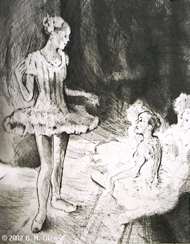 Backstage Conversation Intaglio Print